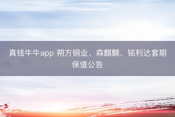 真钱牛牛app 朔方铜业、森麒麟、铭利达套期保值公告