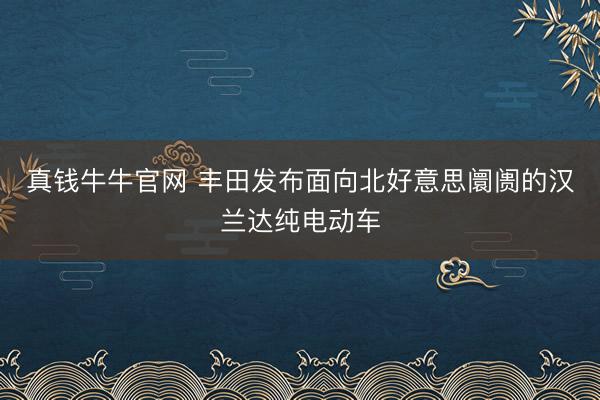 真钱牛牛官网 丰田发布面向北好意思阛阓的汉兰达纯电动车