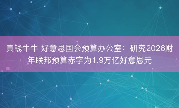 真钱牛牛 好意思国会预算办公室：研究2026财年联邦预算赤字为1.9万亿好意思元