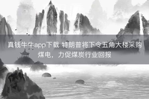 真钱牛牛app下载 特朗普将下令五角大楼采购煤电，力促煤炭行业回报