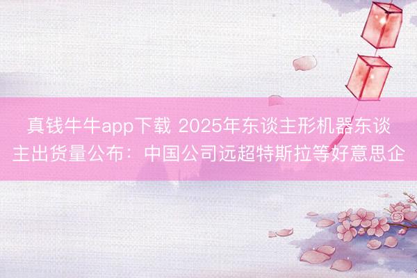 真钱牛牛app下载 2025年东谈主形机器东谈主出货量公布：中国公司远超特斯拉等好意思企