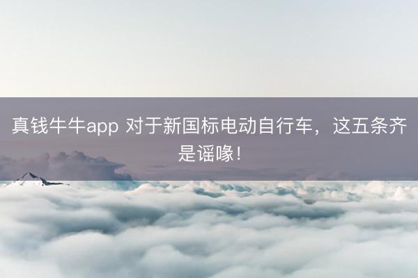 真钱牛牛app 对于新国标电动自行车，这五条齐是谣喙！