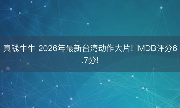 真钱牛牛 2026年最新台湾动作大片! IMDB评分6.7分!