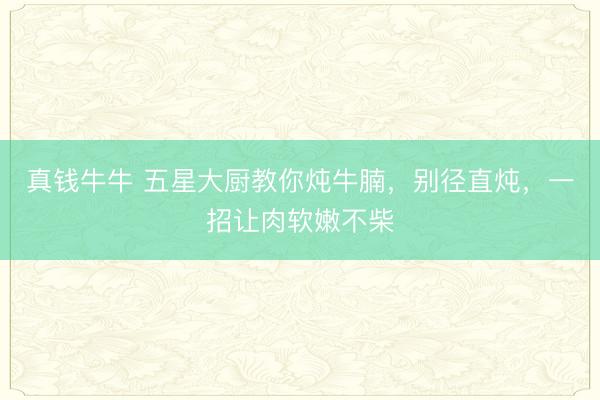 真钱牛牛 五星大厨教你炖牛腩，别径直炖，一招让肉软嫩不柴