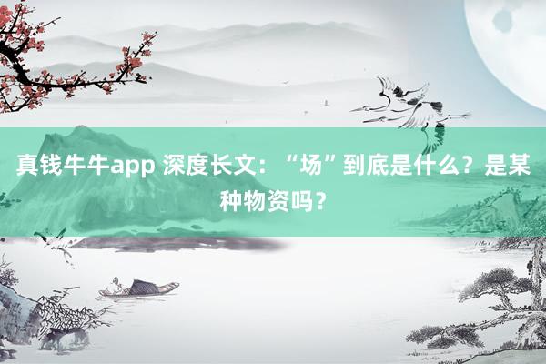 真钱牛牛app 深度长文：“场”到底是什么？是某种物资吗？