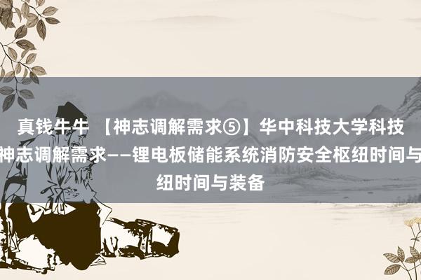 真钱牛牛 【神志调解需求⑤】华中科技大学科技效果神志调解需求——锂电板储能系统消防安全枢纽时间与装备