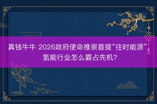真钱牛牛 2026政府使命推崇首提“往时能源”， 氢能行业怎么霸占先机?