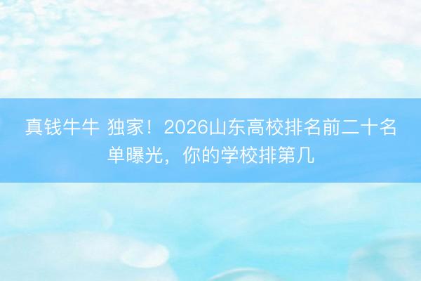 真钱牛牛 独家！2026山东高校排名前二十名单曝光，你的学校排第几