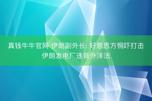 真钱牛牛官网 伊朗副外长: 好意思方恫吓打击伊朗发电厂违背外洋法