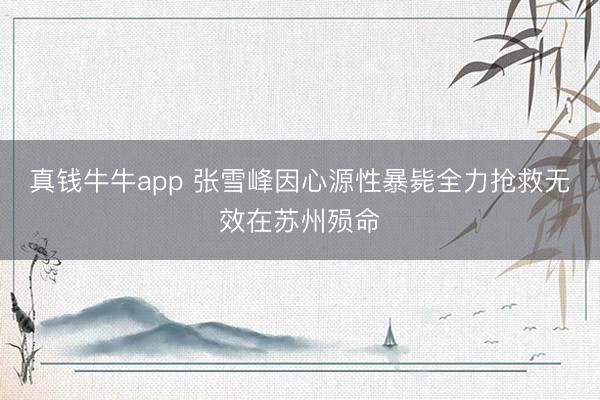 真钱牛牛app 张雪峰因心源性暴毙全力抢救无效在苏州殒命