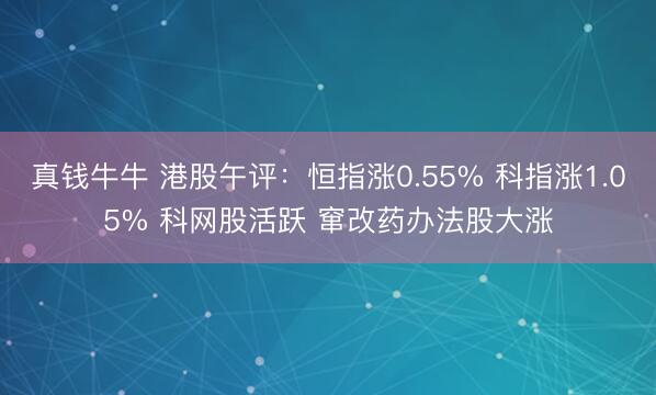 真钱牛牛 港股午评：恒指涨0.55% 科指涨1.05% 科网股活跃 窜改药办法股大涨