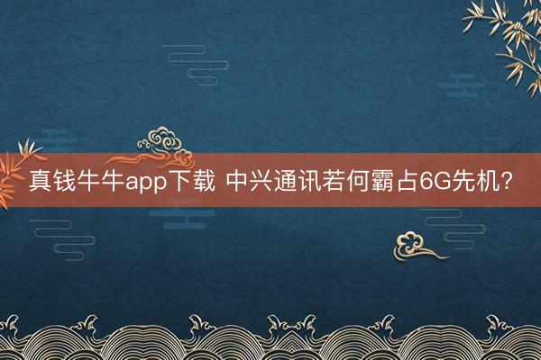 真钱牛牛app下载 中兴通讯若何霸占6G先机?