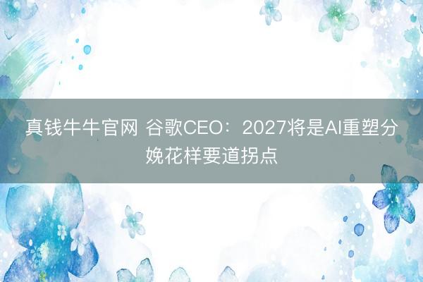 真钱牛牛官网 谷歌CEO:2027将是AI重塑分娩花样要道拐点