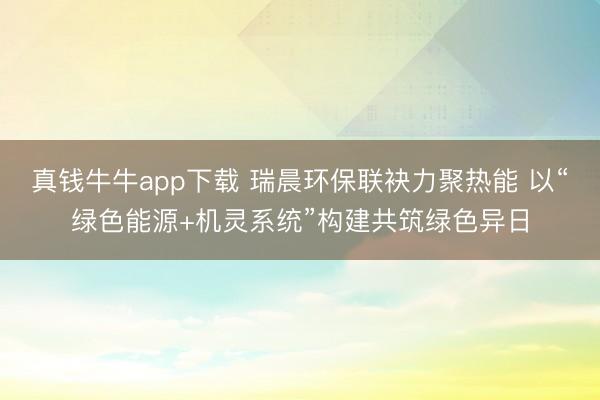 真钱牛牛app下载 瑞晨环保联袂力聚热能 以“绿色能源+机灵系统”构建共筑绿色异日