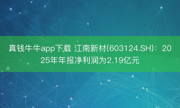 真钱牛牛app下载 江南新材(603124.SH)：2025年年报净利润为2.19亿元