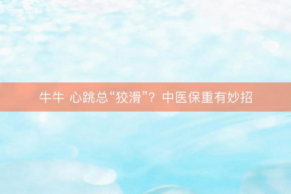牛牛 心跳总“狡滑”？中医保重有妙招